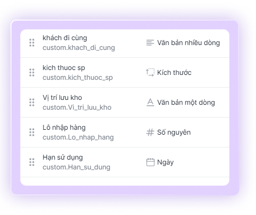 Metafields sản phẩm