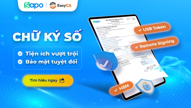 Sapo hợp tác cùng đối tác EasyCA cung cấp dịch vụ chữ ký số cho nhà bán hàng