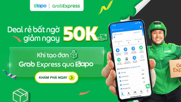 Giảm đến 50k khi tạo đơn Grab Express qua Sapo